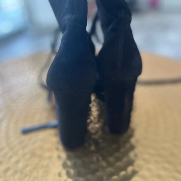 Gianvito Rossi Marie Velvet Ankle Boots Lace Up Open Toe - Picture 8 of 13